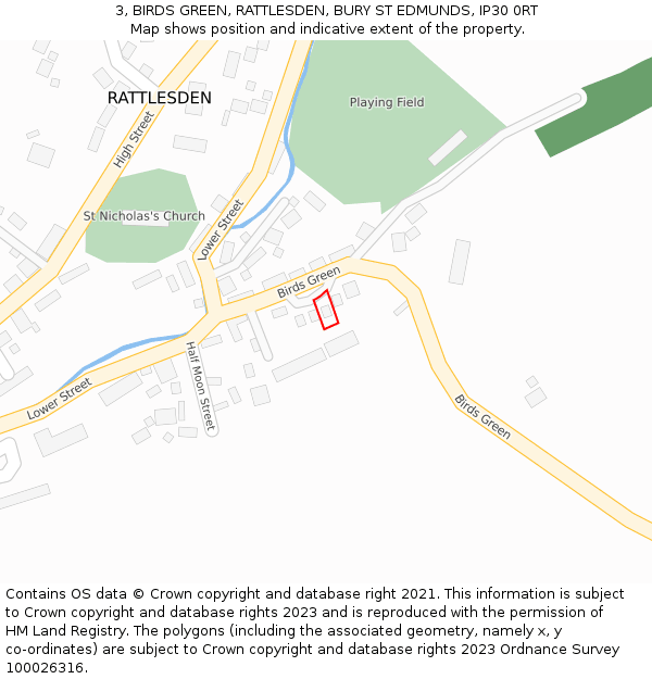 3, BIRDS GREEN, RATTLESDEN, BURY ST EDMUNDS, IP30 0RT: Location map and indicative extent of plot