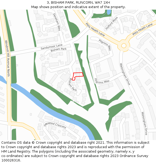 3, BISHAM PARK, RUNCORN, WA7 1XH: Location map and indicative extent of plot