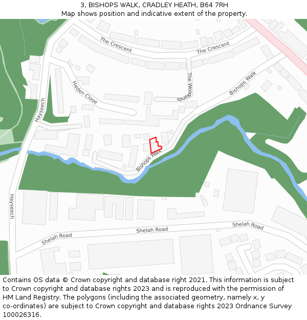 3, BISHOPS WALK, CRADLEY HEATH, B64 7RH: Location map and indicative extent of plot