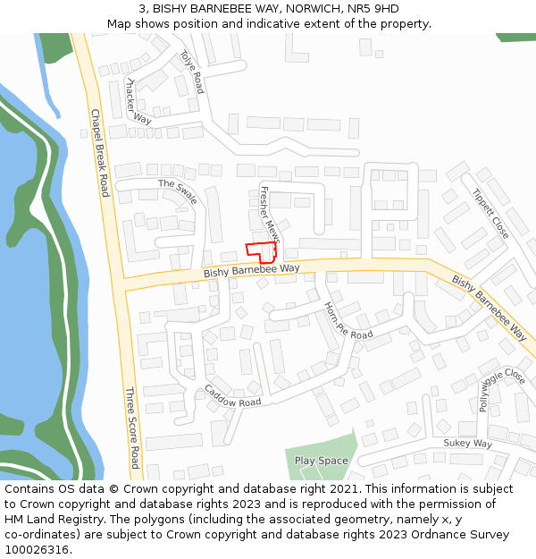 3, BISHY BARNEBEE WAY, NORWICH, NR5 9HD: Location map and indicative extent of plot