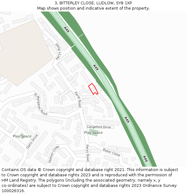 3, BITTERLEY CLOSE, LUDLOW, SY8 1XP: Location map and indicative extent of plot