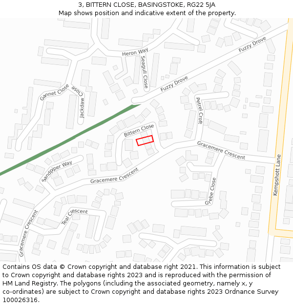 3, BITTERN CLOSE, BASINGSTOKE, RG22 5JA: Location map and indicative extent of plot