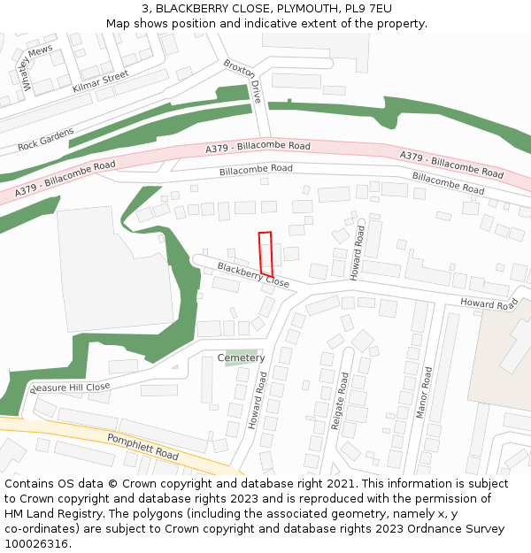 3, BLACKBERRY CLOSE, PLYMOUTH, PL9 7EU: Location map and indicative extent of plot