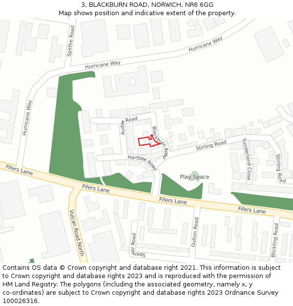 3, BLACKBURN ROAD, NORWICH, NR6 6GG: Location map and indicative extent of plot