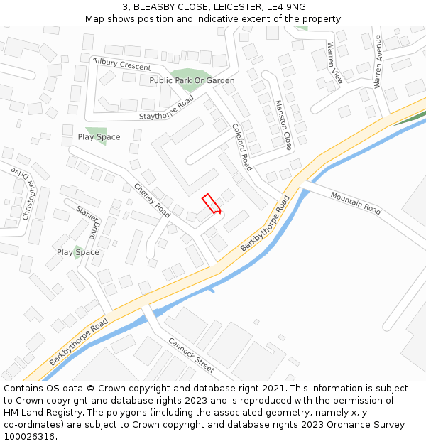 3, BLEASBY CLOSE, LEICESTER, LE4 9NG: Location map and indicative extent of plot