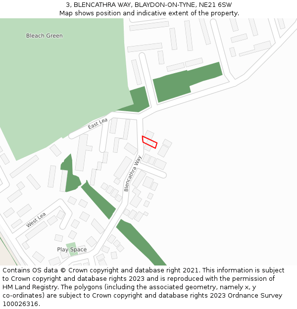 3, BLENCATHRA WAY, BLAYDON-ON-TYNE, NE21 6SW: Location map and indicative extent of plot