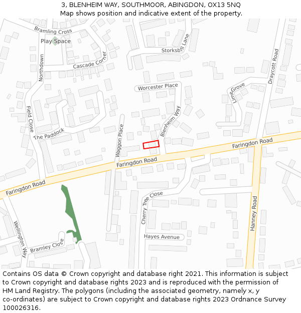 3, BLENHEIM WAY, SOUTHMOOR, ABINGDON, OX13 5NQ: Location map and indicative extent of plot