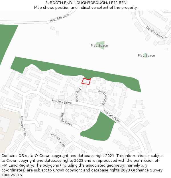 3, BOOTH END, LOUGHBOROUGH, LE11 5EN: Location map and indicative extent of plot