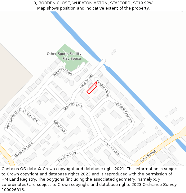 3, BORDEN CLOSE, WHEATON ASTON, STAFFORD, ST19 9PW: Location map and indicative extent of plot