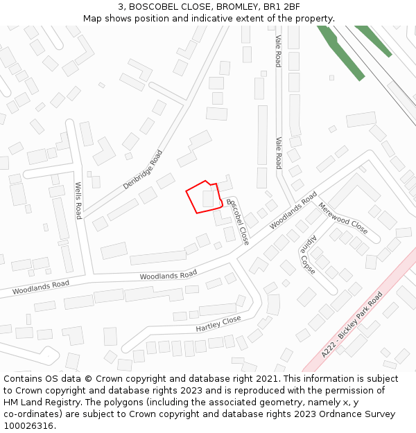 3, BOSCOBEL CLOSE, BROMLEY, BR1 2BF: Location map and indicative extent of plot