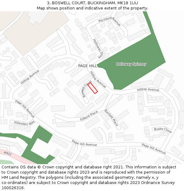 3, BOSWELL COURT, BUCKINGHAM, MK18 1UU: Location map and indicative extent of plot