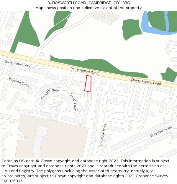 3, BOSWORTH ROAD, CAMBRIDGE, CB1 8RG: Location map and indicative extent of plot