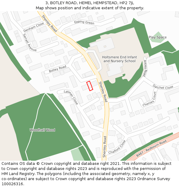 3, BOTLEY ROAD, HEMEL HEMPSTEAD, HP2 7JL: Location map and indicative extent of plot