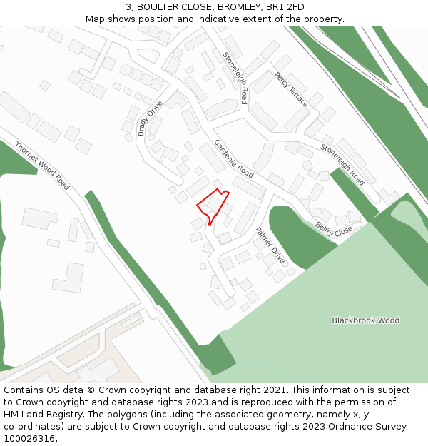 3, BOULTER CLOSE, BROMLEY, BR1 2FD: Location map and indicative extent of plot