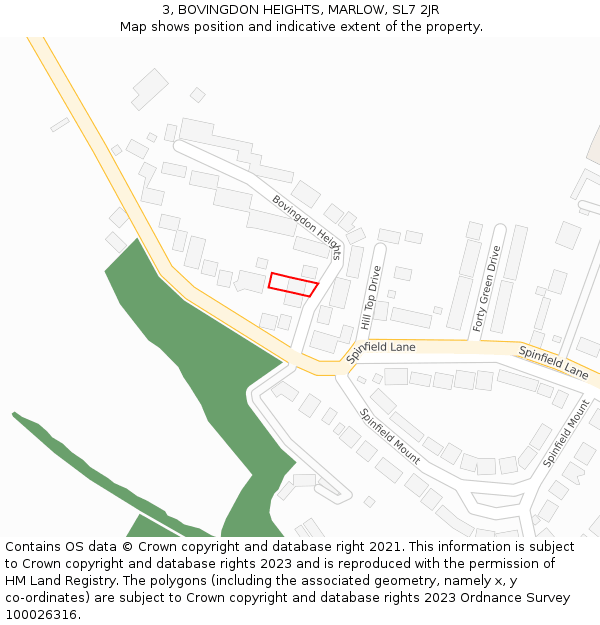 3, BOVINGDON HEIGHTS, MARLOW, SL7 2JR: Location map and indicative extent of plot