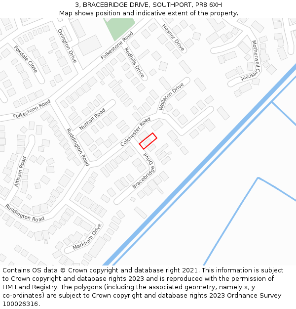 3, BRACEBRIDGE DRIVE, SOUTHPORT, PR8 6XH: Location map and indicative extent of plot