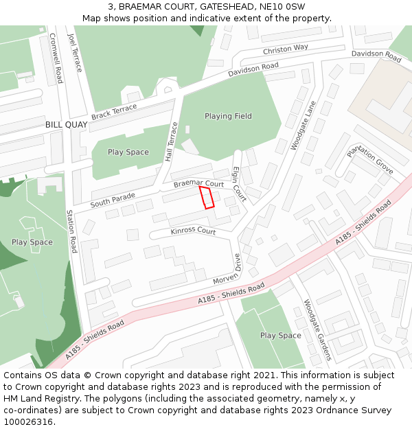 3, BRAEMAR COURT, GATESHEAD, NE10 0SW: Location map and indicative extent of plot