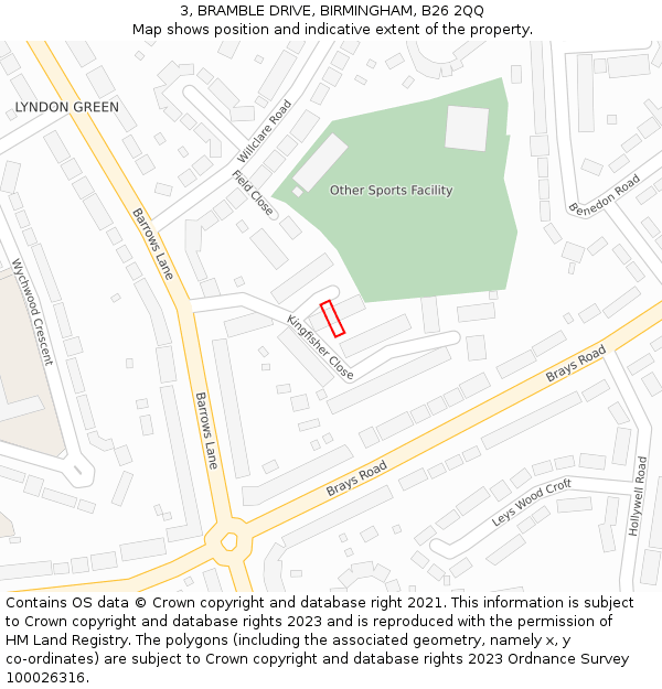 3, BRAMBLE DRIVE, BIRMINGHAM, B26 2QQ: Location map and indicative extent of plot