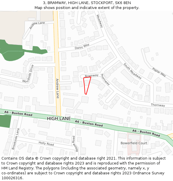 3, BRAMWAY, HIGH LANE, STOCKPORT, SK6 8EN: Location map and indicative extent of plot