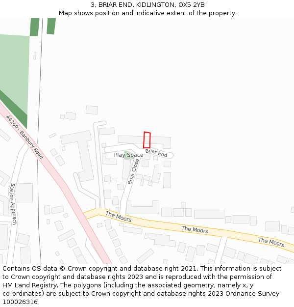 3, BRIAR END, KIDLINGTON, OX5 2YB: Location map and indicative extent of plot