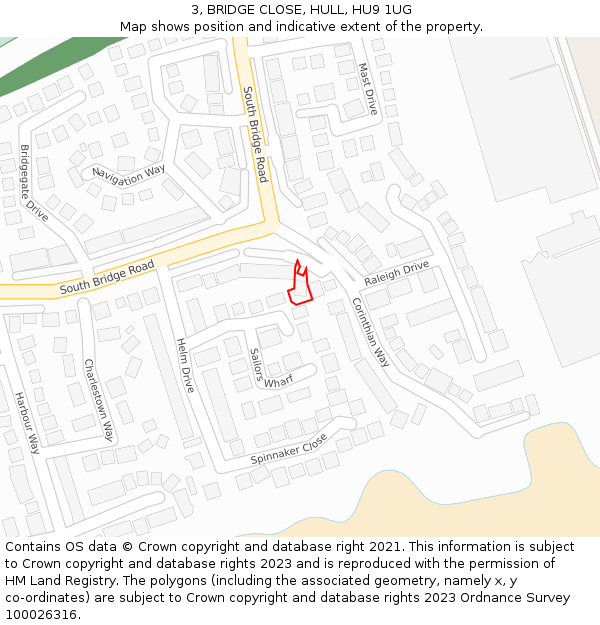 3, BRIDGE CLOSE, HULL, HU9 1UG: Location map and indicative extent of plot