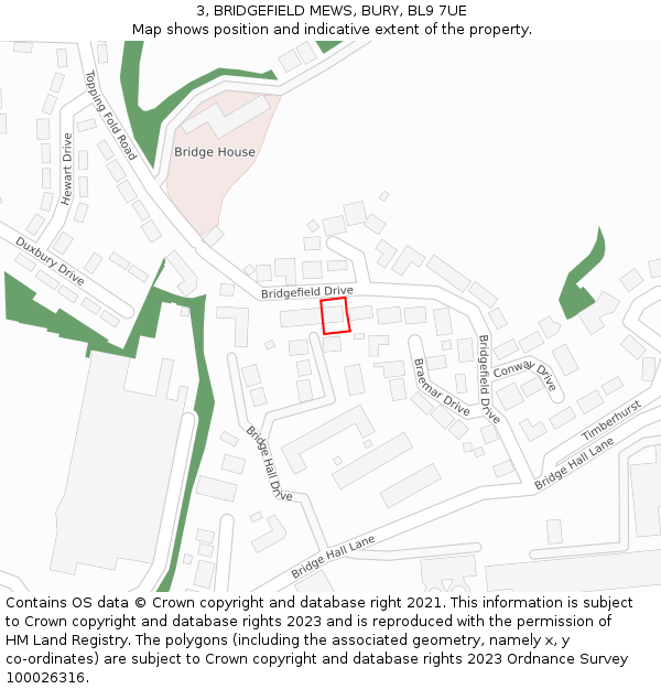 3, BRIDGEFIELD MEWS, BURY, BL9 7UE: Location map and indicative extent of plot