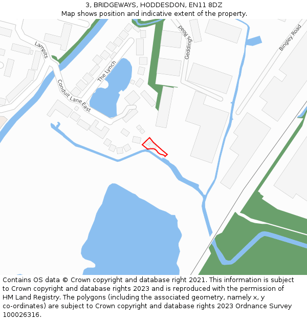 3, BRIDGEWAYS, HODDESDON, EN11 8DZ: Location map and indicative extent of plot