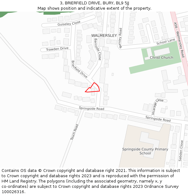 3, BRIERFIELD DRIVE, BURY, BL9 5JJ: Location map and indicative extent of plot