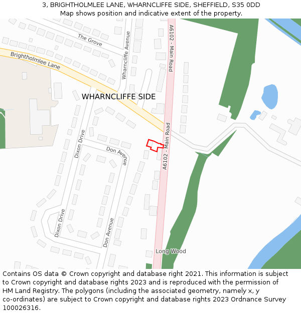 3, BRIGHTHOLMLEE LANE, WHARNCLIFFE SIDE, SHEFFIELD, S35 0DD: Location map and indicative extent of plot