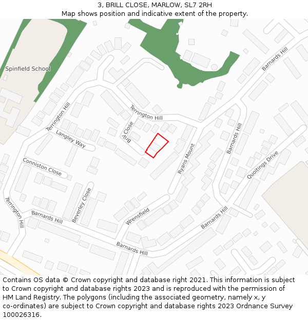 3, BRILL CLOSE, MARLOW, SL7 2RH: Location map and indicative extent of plot