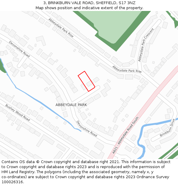 3, BRINKBURN VALE ROAD, SHEFFIELD, S17 3NZ: Location map and indicative extent of plot