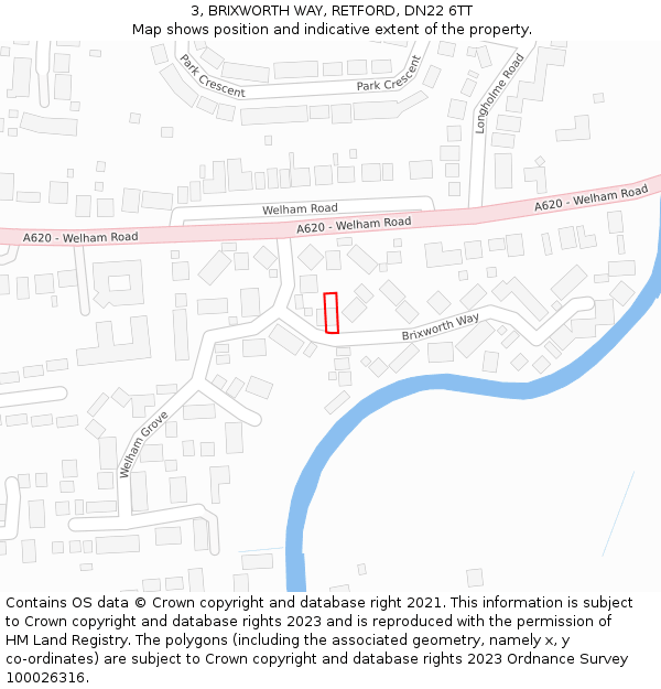 3, BRIXWORTH WAY, RETFORD, DN22 6TT: Location map and indicative extent of plot