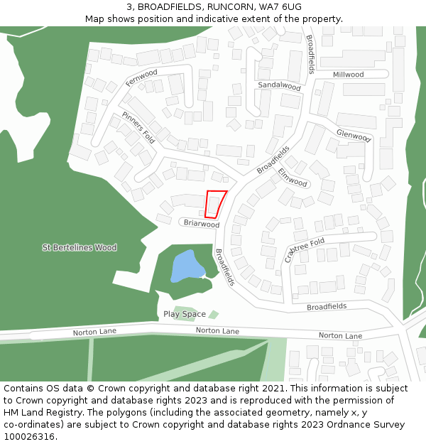 3, BROADFIELDS, RUNCORN, WA7 6UG: Location map and indicative extent of plot