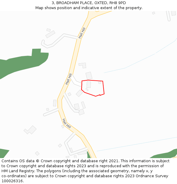 3, BROADHAM PLACE, OXTED, RH8 9PD: Location map and indicative extent of plot