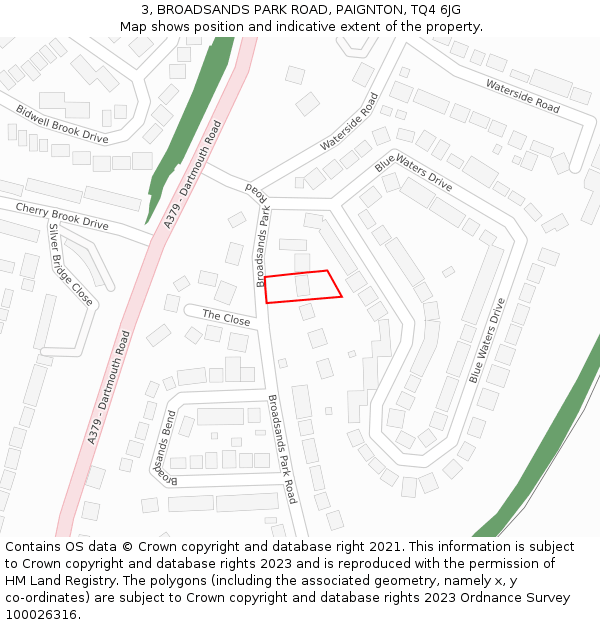 3, BROADSANDS PARK ROAD, PAIGNTON, TQ4 6JG: Location map and indicative extent of plot