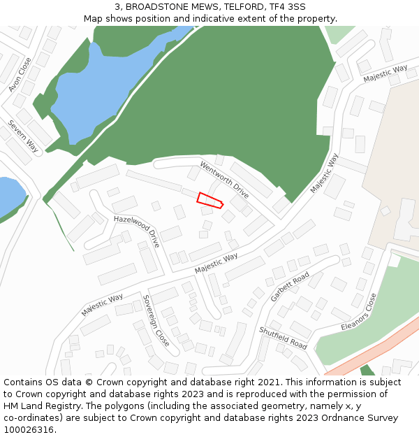 3, BROADSTONE MEWS, TELFORD, TF4 3SS: Location map and indicative extent of plot