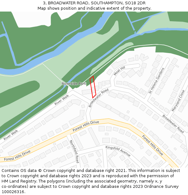 3, BROADWATER ROAD, SOUTHAMPTON, SO18 2DR: Location map and indicative extent of plot