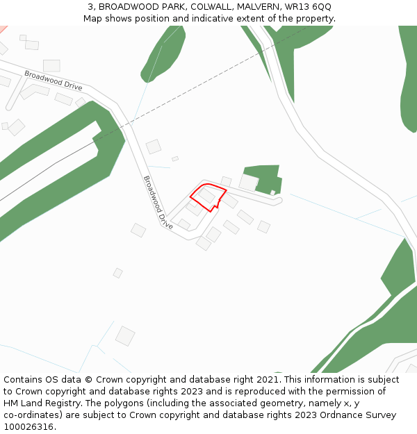 3, BROADWOOD PARK, COLWALL, MALVERN, WR13 6QQ: Location map and indicative extent of plot