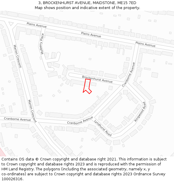 3, BROCKENHURST AVENUE, MAIDSTONE, ME15 7ED: Location map and indicative extent of plot