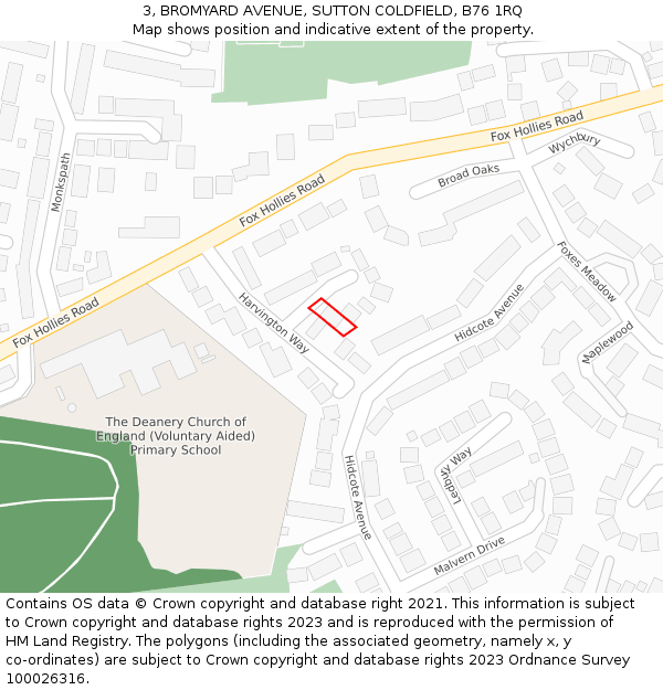 3, BROMYARD AVENUE, SUTTON COLDFIELD, B76 1RQ: Location map and indicative extent of plot