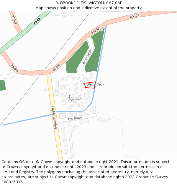 3, BROOKFIELDS, WIGTON, CA7 0AF: Location map and indicative extent of plot