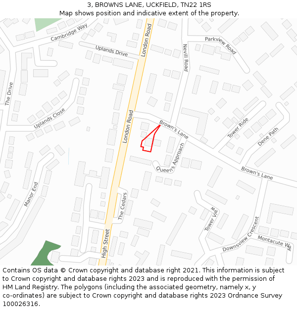 3, BROWNS LANE, UCKFIELD, TN22 1RS: Location map and indicative extent of plot