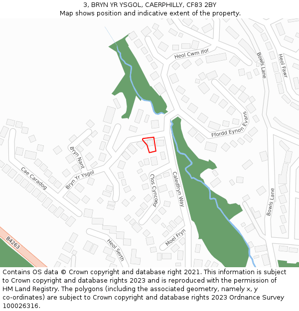 3, BRYN YR YSGOL, CAERPHILLY, CF83 2BY: Location map and indicative extent of plot