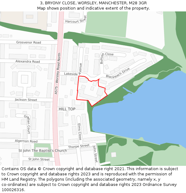 3, BRYONY CLOSE, WORSLEY, MANCHESTER, M28 3GR: Location map and indicative extent of plot