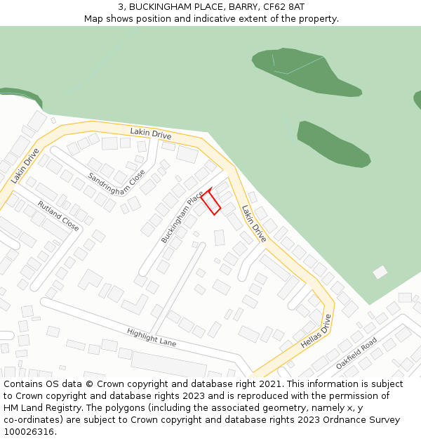 3, BUCKINGHAM PLACE, BARRY, CF62 8AT: Location map and indicative extent of plot