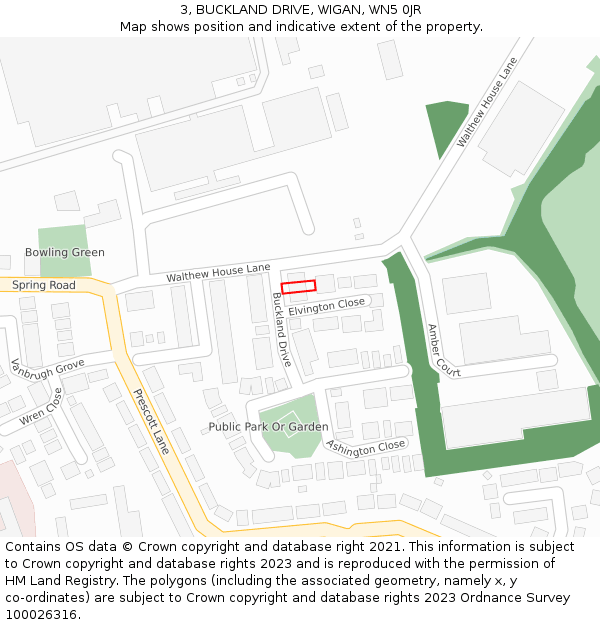 3, BUCKLAND DRIVE, WIGAN, WN5 0JR: Location map and indicative extent of plot