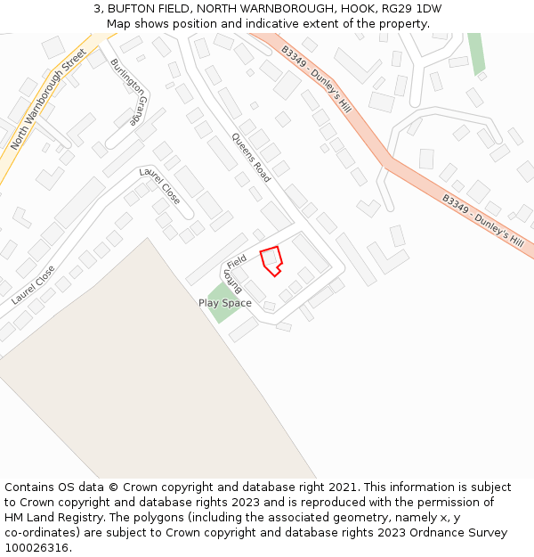 3, BUFTON FIELD, NORTH WARNBOROUGH, HOOK, RG29 1DW: Location map and indicative extent of plot