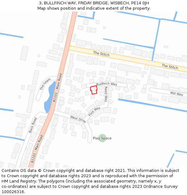 3, BULLFINCH WAY, FRIDAY BRIDGE, WISBECH, PE14 0JH: Location map and indicative extent of plot