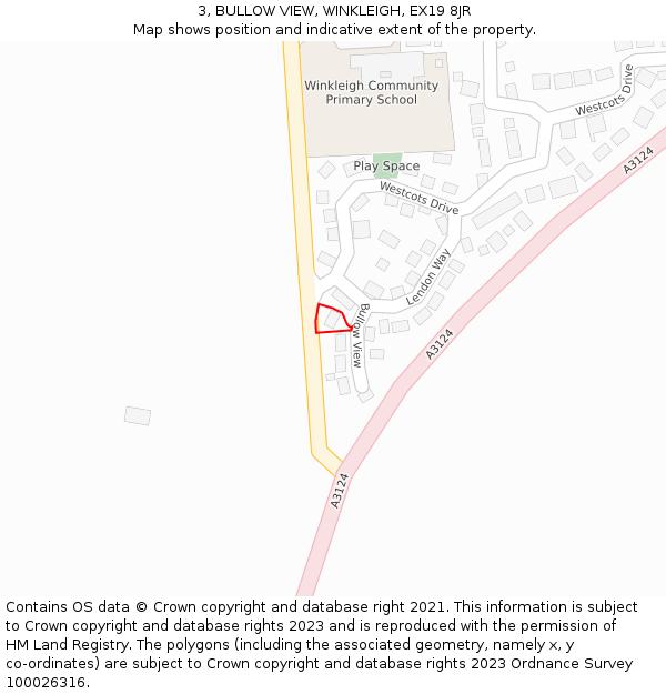 3, BULLOW VIEW, WINKLEIGH, EX19 8JR: Location map and indicative extent of plot