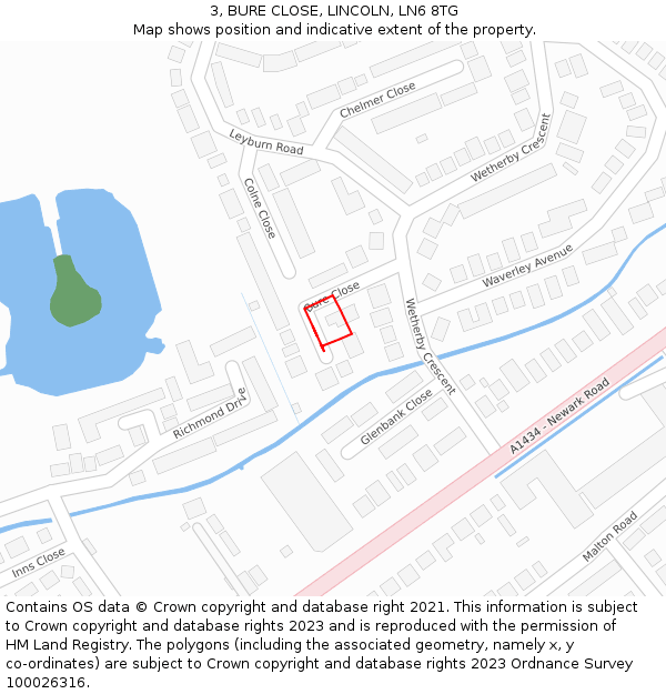 3, BURE CLOSE, LINCOLN, LN6 8TG: Location map and indicative extent of plot